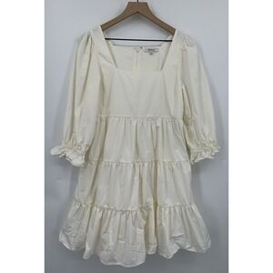 Madewell Dress Womens 10 Beige Ruffle Cotton Cottage Preppy Party Event